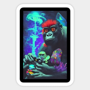 crazy gorilla playing playstation Sticker